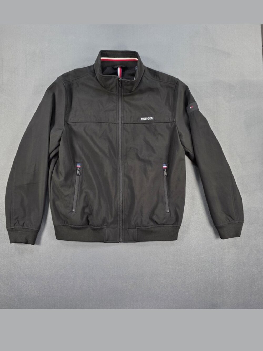 Tommy Hilfiger Men's Jacket L Black Water Wind Resistant Full Zip